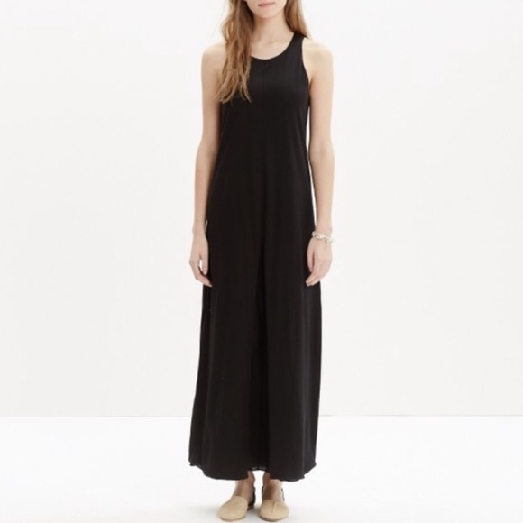 Madewell Side Slits Sleeveless Maxi Dress Women Size 8 Black - Picture 1 of 14